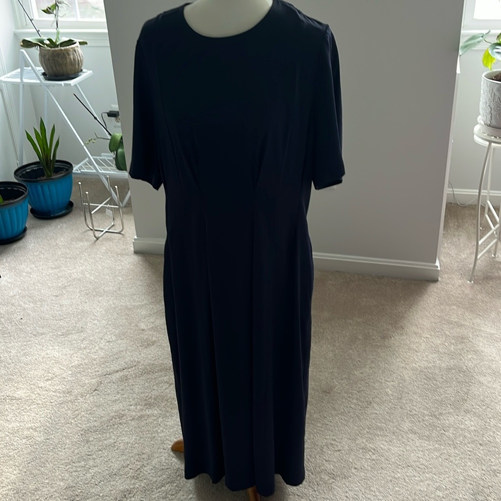 Boden Blue Sheath Midi Dress Crew Neck Work